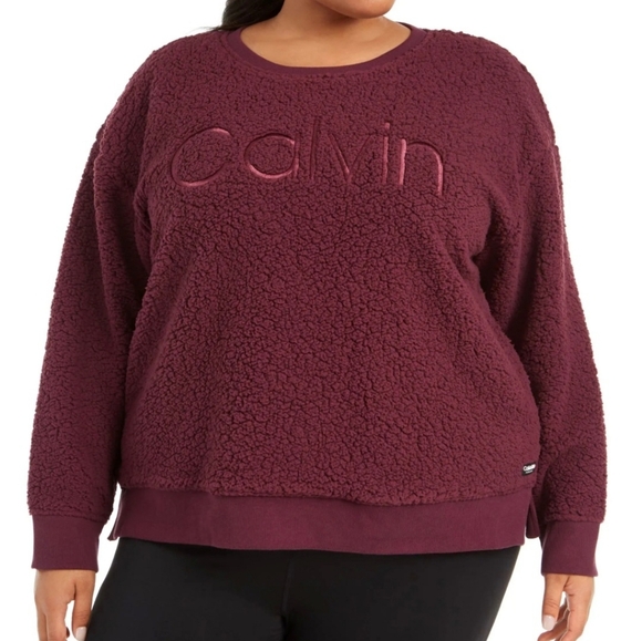Calvin Klein Tops - Calvin Klein Burgundy Fleece Sweatshirt